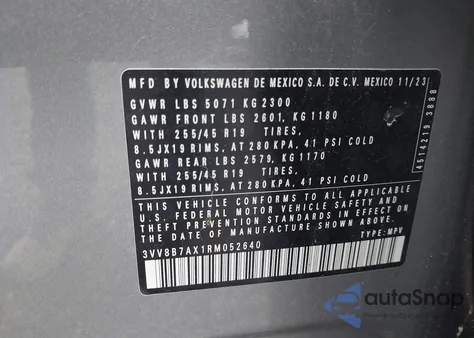 2024 Volkswagen Tiguan 2.0T Se R-Line Black z USA, uszkodzony, nr VIN 3VV8B7AX1RM052640